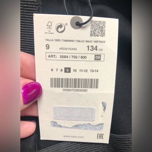 Zara kids black leggings with pink/white stripes, size 9 years (134 cm) - Picture 13 of 14